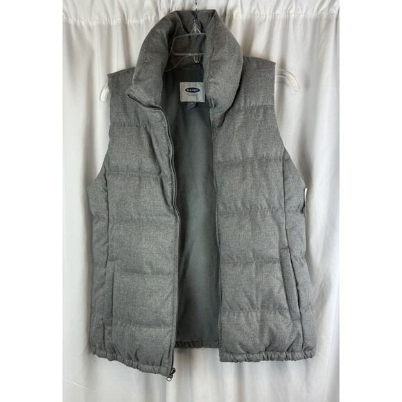 Old Navy Canvas Puffer Vest Gray M gorpcore cold weather 64-05, NWT - Picture 7 of 16